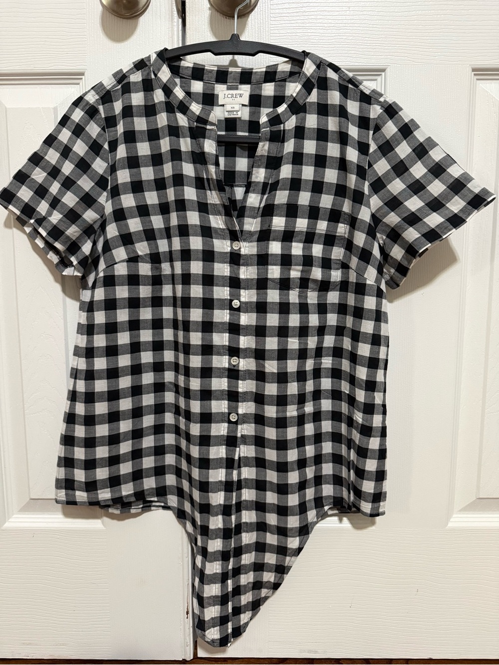 J. Crew Black and White Gingham Button-Front Shirt
